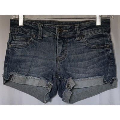 Celebrity Pink Juniors Jean Shorts 1 Blue Denim Cuff Cut-off - Thumbnail 3