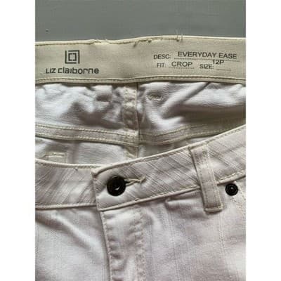 Liz Claiborne Women's White Cropped Pants Size 12P Casual - Thumbnail 11
