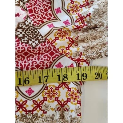 Tacera Women's Multicolor Medallion Print Long Bell Sleeve Shift Dress Size PL - Thumbnail 7