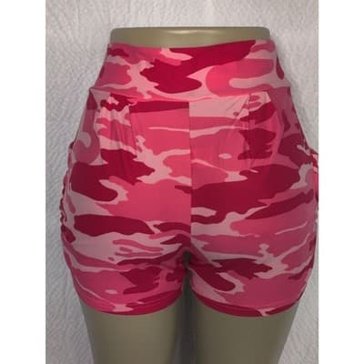 S/M Size Womens Buttery Soft Camouflage Harem Shorts - Thumbnail 7