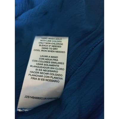 Joseph A Womens Crinkle Blouse Crochet Detail Top Blue Size Large - Thumbnail 6