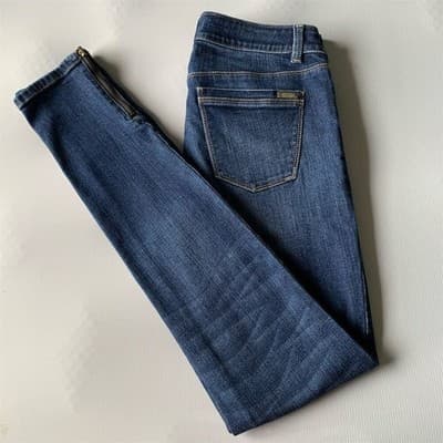 White House Black Market Women's Slim Crop Blue Denim Jeans Size 2R - Thumbnail 2