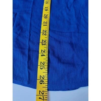 Joseph A Womens Crinkle Blouse Crochet Detail Top Blue Size Large - Thumbnail 9