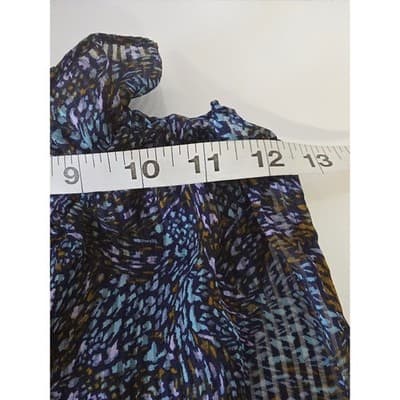Ophelia Roe Sleeveless Ruffle Neck Blouse Blue Abstract Print Women's Size S - Thumbnail 8