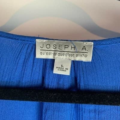 Joseph A Womens Crinkle Blouse Crochet Detail Top Blue Size Large - Thumbnail 4