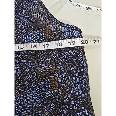 Ophelia Roe Sleeveless Ruffle Neck Blouse Blue Abstract Print Women's Size S - Thumbnail 7