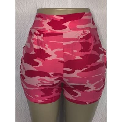 S/M Size Womens Buttery Soft Camouflage Harem Shorts - Thumbnail 4