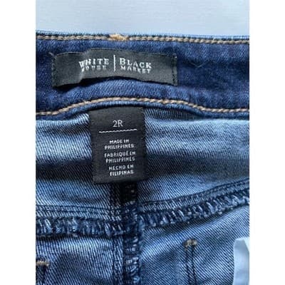 White House Black Market Women's Slim Crop Blue Denim Jeans Size 2R - Thumbnail 10