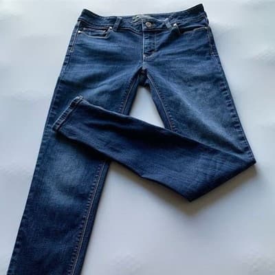 White House Black Market Women's Slim Crop Blue Denim Jeans Size 2R - Thumbnail 14
