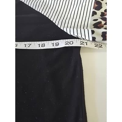 ADIBOSY Black Leopard Stripe Raglan Tee Shirt Top Women's L - Thumbnail 8