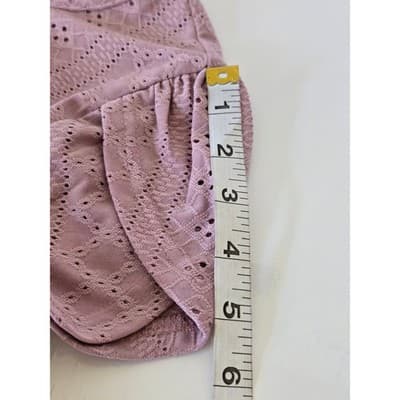 Fashion Women's Mauve Lace Knit Short Sleeve Top Size L - Thumbnail 6