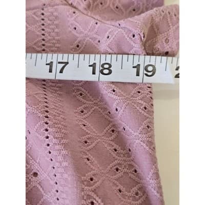 Fashion Women's Mauve Lace Knit Short Sleeve Top Size L - Thumbnail 5
