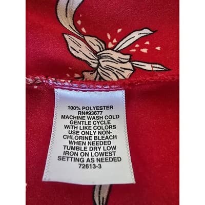 Liz Claiborne Red Floral Print Long Sleeve Blouse Top Womens XL - Thumbnail 4