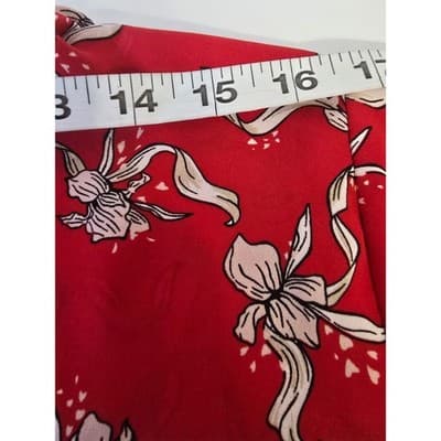 Liz Claiborne Red Floral Print Long Sleeve Blouse Top Womens XL - Thumbnail 5