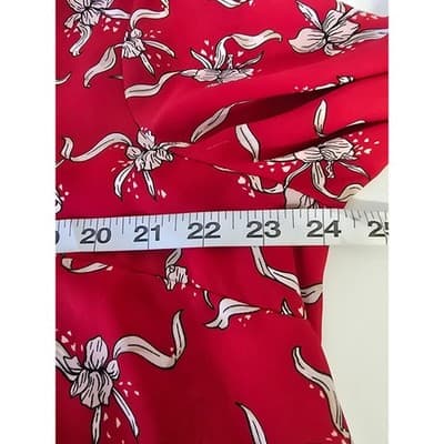 Liz Claiborne Red Floral Print Long Sleeve Blouse Top Womens XL - Thumbnail 6