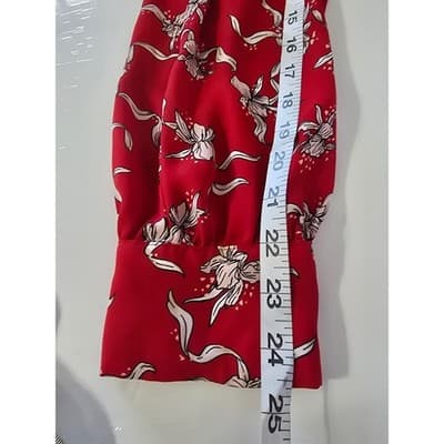 Liz Claiborne Red Floral Print Long Sleeve Blouse Top Womens XL - Thumbnail 7