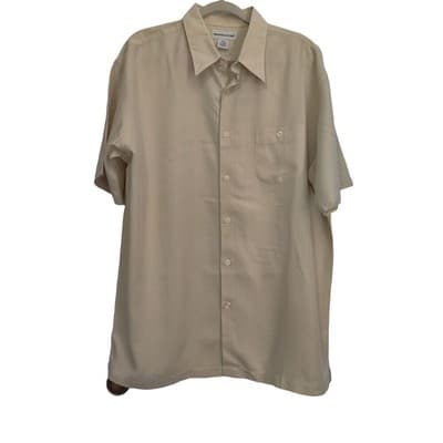 Pronto Uomo Rayon Shirt Mens XXL 2XL Yellow Short Sleeve Button Front - Image 1