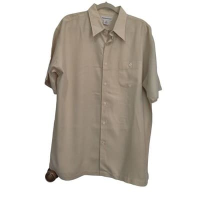 Pronto Uomo Rayon Shirt Mens XXL 2XL Yellow Short Sleeve Button Front - Thumbnail 3