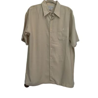 Pronto Uomo Rayon Shirt Mens XXL 2XL Yellow Short Sleeve Button Front - Thumbnail 11