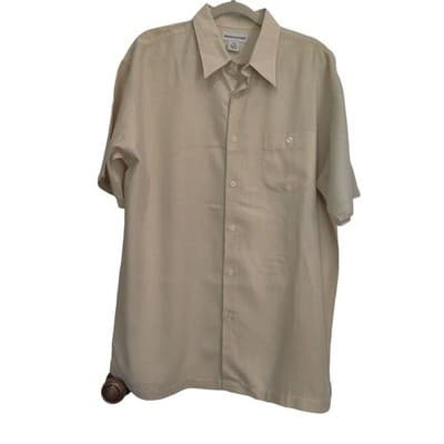 Pronto Uomo Rayon Shirt Mens XXL 2XL Yellow Short Sleeve Button Front - Thumbnail 12