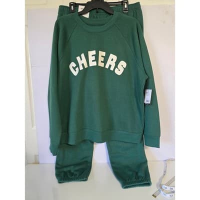 SONOMA Goods for Life Womens Green Cheers Sweatshirt Jogger Set XL - Thumbnail 17