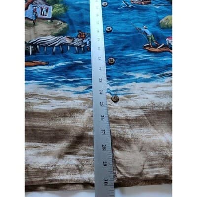 Mens Hawaiian Shirt Size L Global Tracking GPS Blue Short Sleeve Button Up - Thumbnail 8