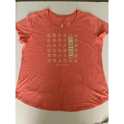St. John's Bay Women's 2XL Red Short Sleeve T-Shirt #HappyCamper Graphic - Image 1