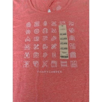 St. John's Bay Women's 2XL Red Short Sleeve T-Shirt #HappyCamper Graphic - Thumbnail 5