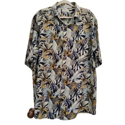 Summa Men's Shirt Large Hawaiian Tropical Cotton Rayon Short-Sleeved - Image 1