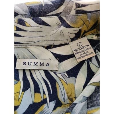Summa Men's Shirt Large Hawaiian Tropical Cotton Rayon Short-Sleeved - Thumbnail 4