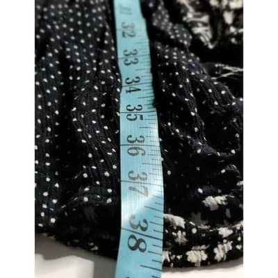 Pearls Black White Floral Dotted V Neck Short Sleeve Midi Dress Size Plus - Thumbnail 7