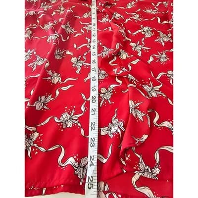 Liz Claiborne Red Floral Print Long Sleeve Blouse Top Womens XL - Thumbnail 8