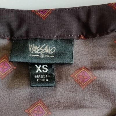 Mossimo Women's Chiffon Button 3/4 Sleeve Drawstring Waist Dress SZ XS - Thumbnail 5