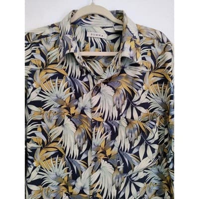 Summa Men's Shirt Large Hawaiian Tropical Cotton Rayon Short-Sleeved - Thumbnail 3
