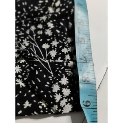 Pearls Black White Floral Dotted V Neck Short Sleeve Midi Dress Size Plus - Thumbnail 6