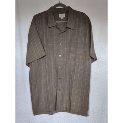 Mens Trader Bay Short Sleeve Plaid Button Down Shirt Size 2XL - Image 1