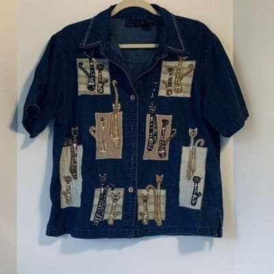 New Directions Embroidered Applique Jacket Top L - Thumbnail 5