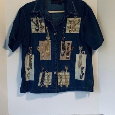 New Directions Embroidered Applique Jacket Top L - Thumbnail 7