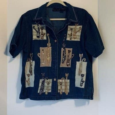 New Directions Embroidered Applique Jacket Top L - Thumbnail 3