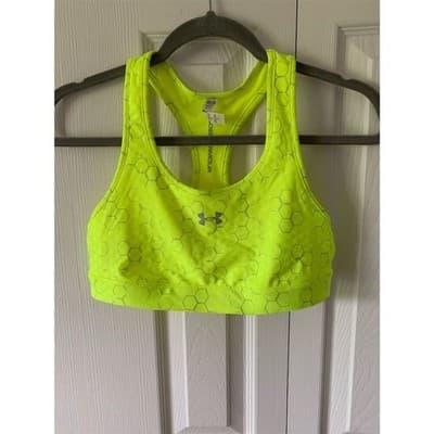 Under Armour Women's HeatGear Sports Bra Yellow Size M Racerback - Thumbnail 2