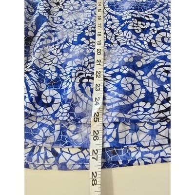 Fever Women Blue White Floral Lace Print Sleeveless Keyhole Neck Tank Top S - Thumbnail 6