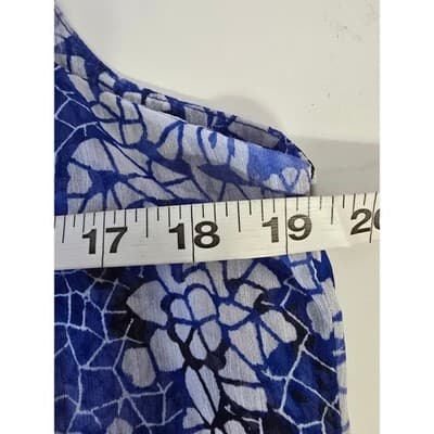 Fever Women Blue White Floral Lace Print Sleeveless Keyhole Neck Tank Top S - Thumbnail 5