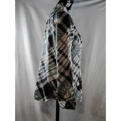 Chico's Size 0 Womens Button Up Long Sleeve Shirt Top Blouse Green & White - Thumbnail 2