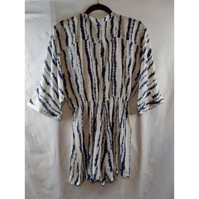 EN CREME Tie Dye Print Kimono Sleeve Mini Dress with Drawstring Waist - Thumbnail 7