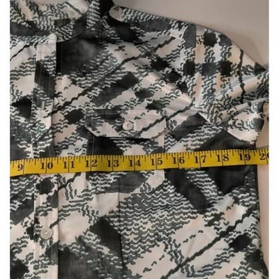 Chico's Size 0 Womens Button Up Long Sleeve Shirt Top Blouse Green & White - Thumbnail 8