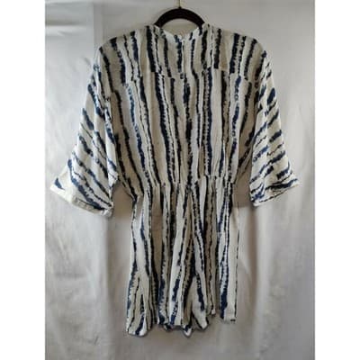 EN CREME Tie Dye Print Kimono Sleeve Mini Dress with Drawstring Waist - Thumbnail 2