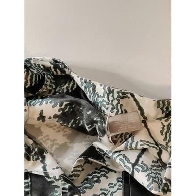 Chico's Size 0 Womens Button Up Long Sleeve Shirt Top Blouse Green & White - Thumbnail 6