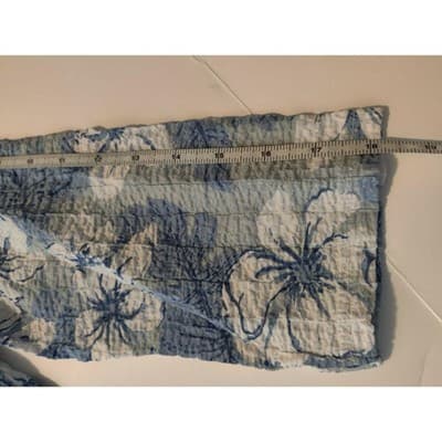 CD Petites Blue White Floral Crinkle Tunic Top Petite PS - Thumbnail 8