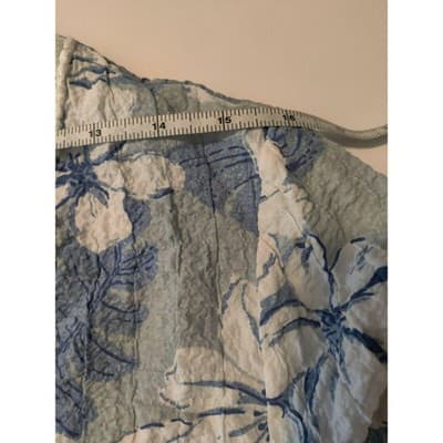 CD Petites Blue White Floral Crinkle Tunic Top Petite PS - Thumbnail 7