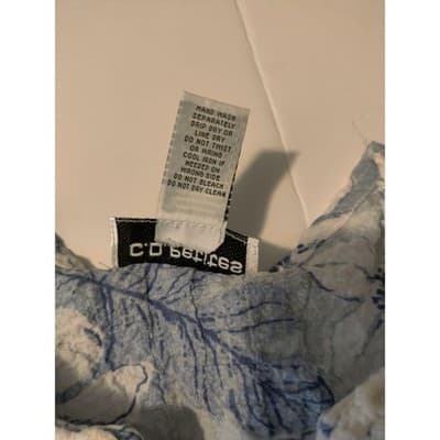 CD Petites Blue White Floral Crinkle Tunic Top Petite PS - Thumbnail 6